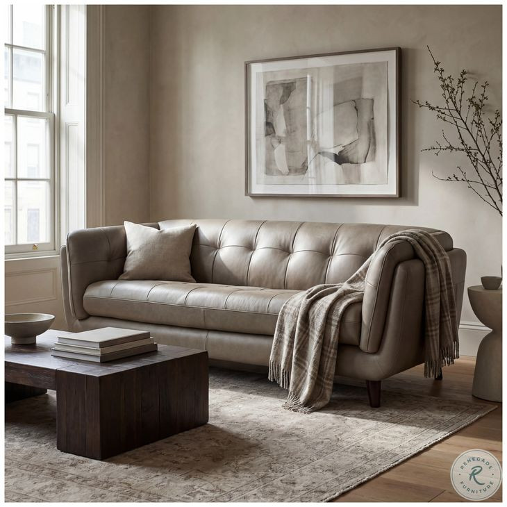 Sorella Slate Leather 84" Sofa