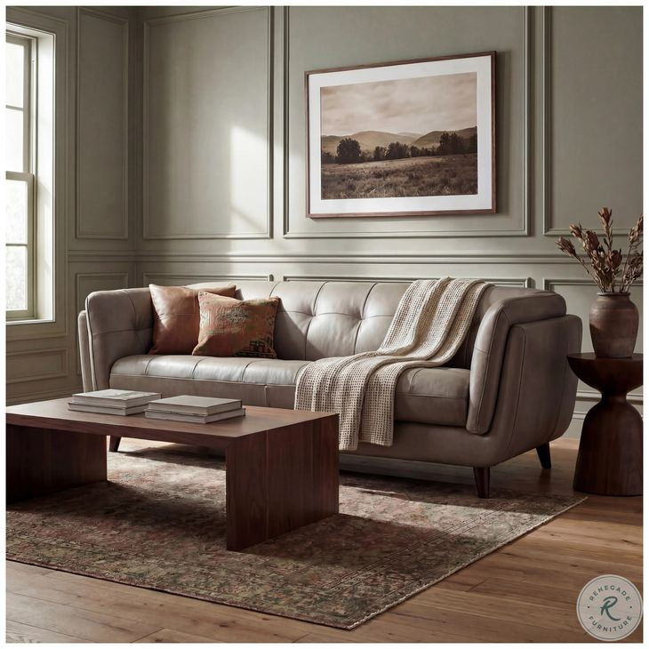 Sorella Slate Leather 84" Sofa