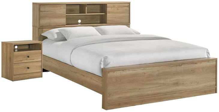 Vega Natural Oak Melamine Bookcase Bedroom Set
