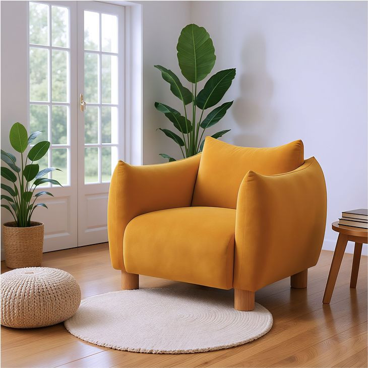 Meia Mustard Velvet Accent Chair
