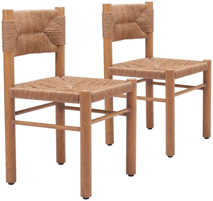Iska Natural Outdoor Dining Chair Set Of 2
