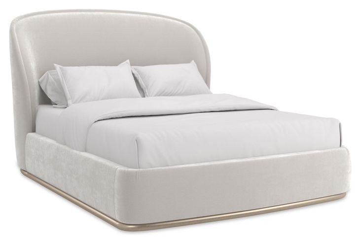 Opal Ivory and Soft Silver Paint Queen Upholstered Panel Bed