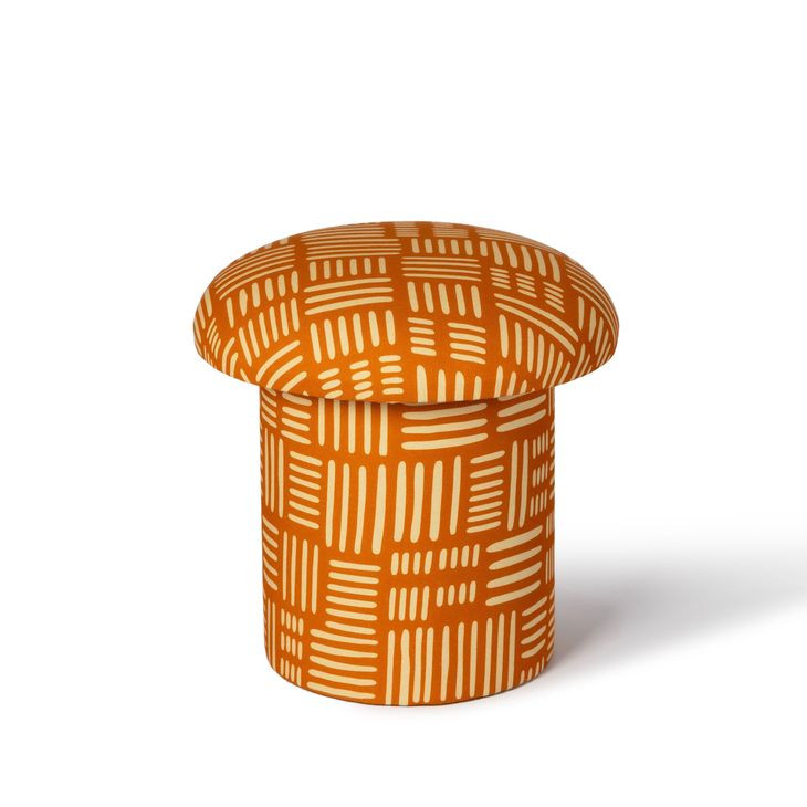 Lucy Rust Orange Upholstered Accent Stool