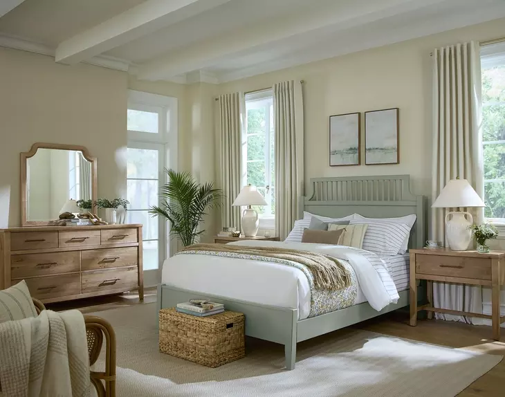 Pure Maple Sage King Garden Panel Bed