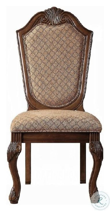Chateau De Ville Fabric and Cherry Side Chair Set of 2