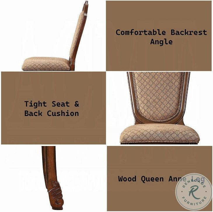 Chateau De Ville Fabric and Cherry Side Chair Set of 2