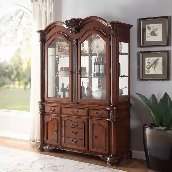 Chateau De Ville Cherry 4 Door Buffet and Hutch with LED