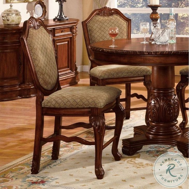 Chateau De Ville Fabric and Cherry Counter Height Chair Set of 2