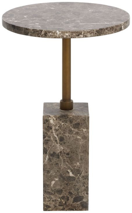 Mizani Dark Emperador Round Concrete Top Outdoor End Table