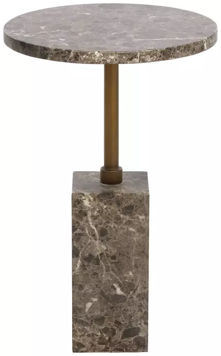 Zuri Dark Emperador Round Concrete Top Outdoor End Table