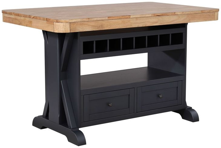 Autumn Winds Brown and Black Rectangular Storage Kitchen Island Dining Room Set