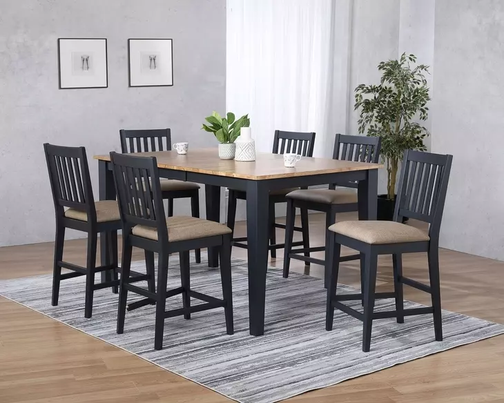 Autumn Winds Brown and Black Rectangular Extendable Counter Height Dining Room Set