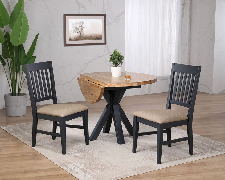 Autumn Winds Brown and Black 42" Round Drop Leaf Dining Table
