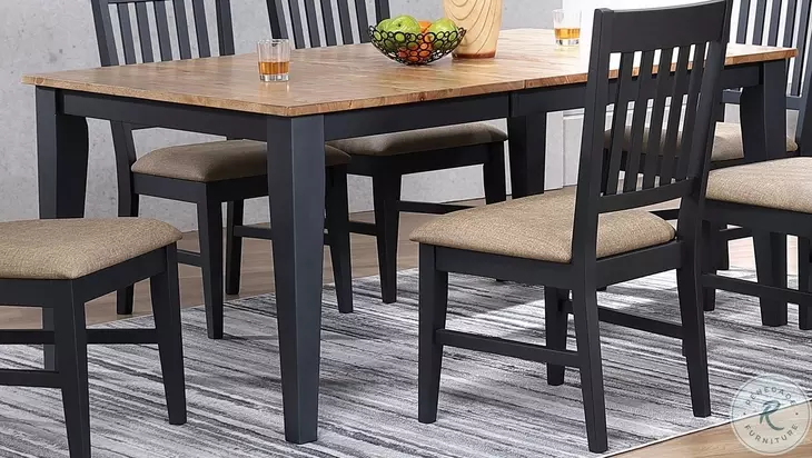 Autumn Winds Black And Natural Leg Dining Table