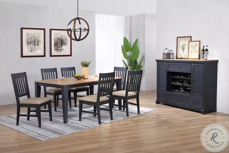 Autumn Winds Black And Natural Leg Dining Table