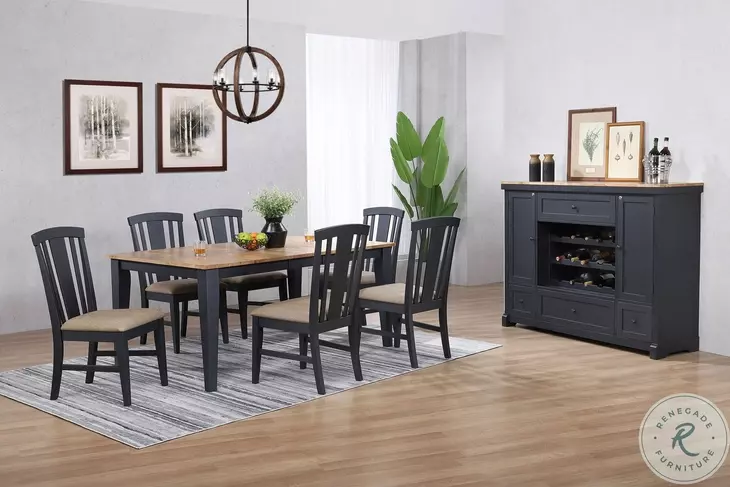 Autumn Winds Black And Natural Leg Dining Table