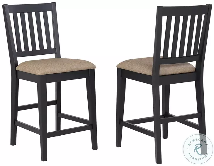 Autumn Winds Black Slat Back Counter Height Stool Set Of 2