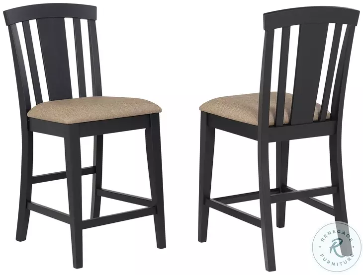 Autumn Winds Black Splat Back Stationary Counter Height Stool Set Of 2