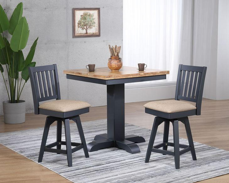 Autumn Winds Natural and Black Square Adjustable Height Pub Dining Room Set
