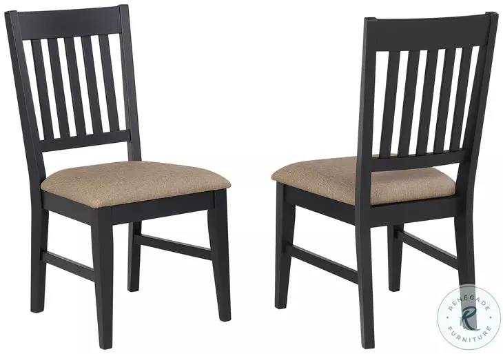 Autumn Winds Black Slat Back Side Chair Set Of 2