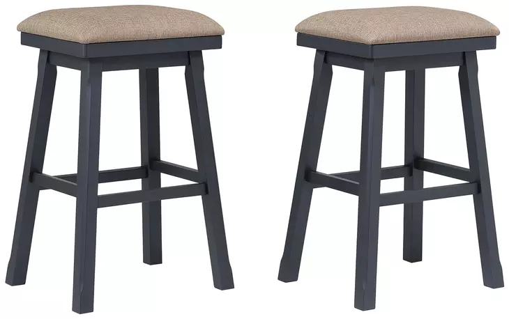 Autumn Winds Beige Upholstered Saddle Backless Barstool