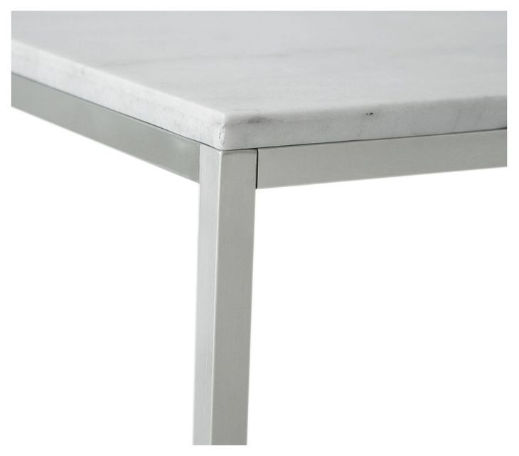 Isolde White and Brushed Nickel Rectangular Marble Top Cocktail Table