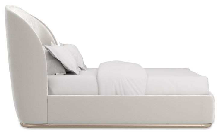 Opal Ivory and Soft Silver Paint King Upholstered Panel Bed