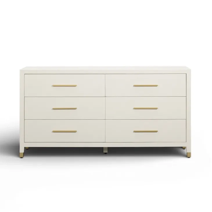 Dani Cream and Gold 6 Drawer Dresser