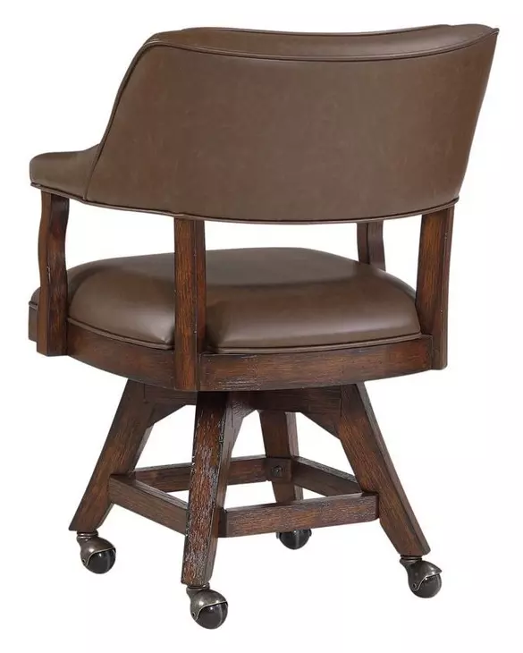 Gettysburg Dark Distressed Deluxe Swivel Game Chair with Casters