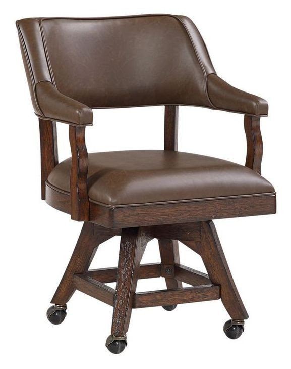Gettysburg Dark Distressed Deluxe Swivel Game Chair with Casters