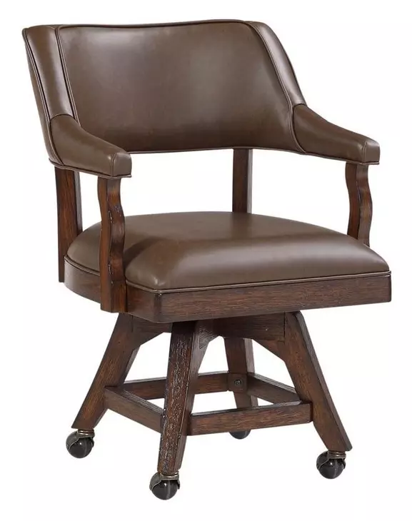 Gettysburg Dark Distressed Deluxe Swivel Game Chair with Casters