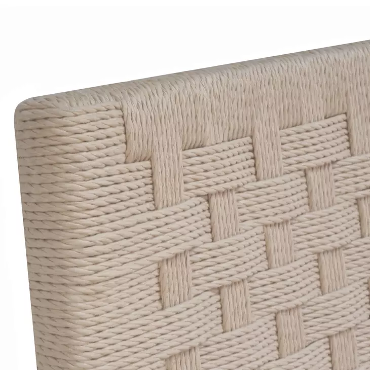 Burbank Natural Rope Basketweave Pattern Counter Height Stool With Antique Brass Stretcher