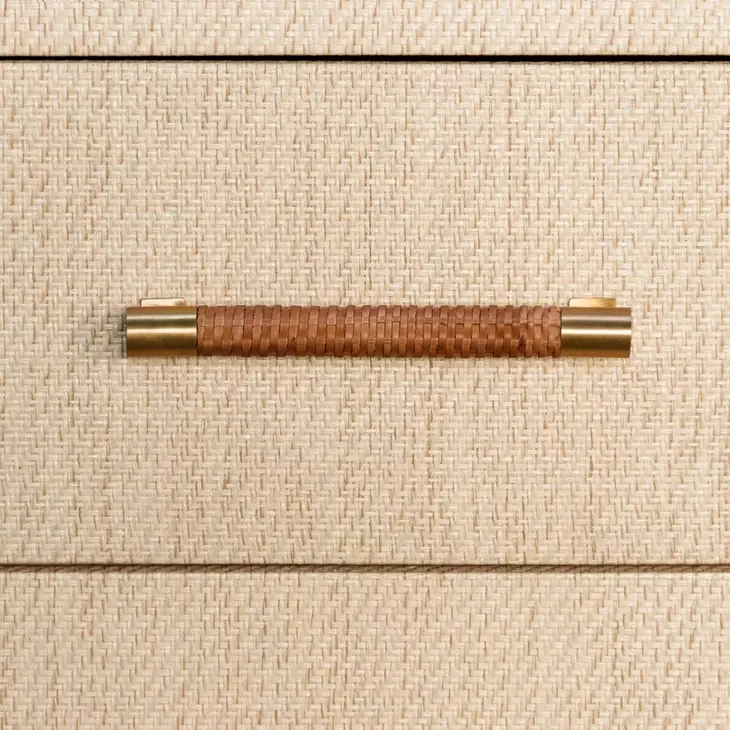 Hancock Natural Grasscloth Soft Close 2 Drawer Side Table