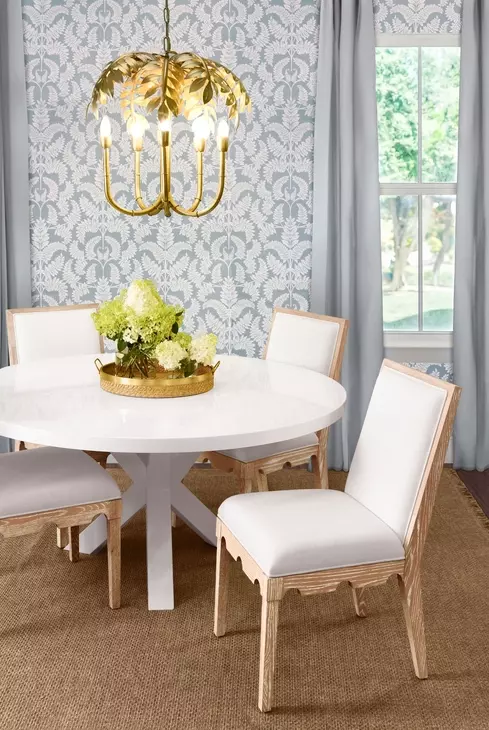 Lanister White Linen Performance Fabric Dining Chair With Cerused Oak Frame