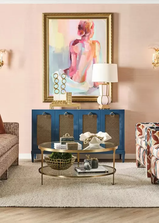 Stacey Antique Brass Two Tier Glass Top Coffee Table