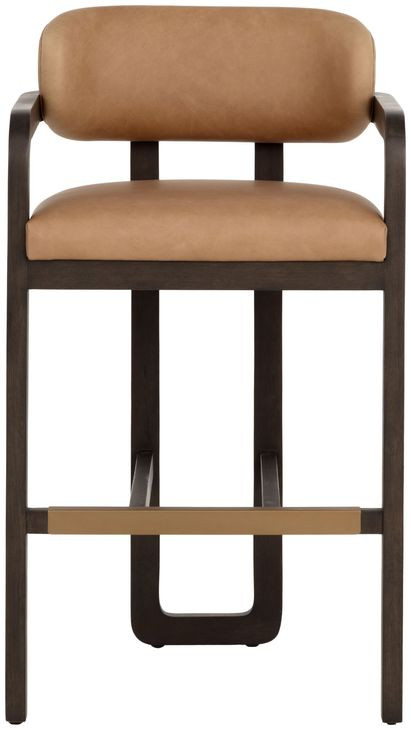 Cypress Ludlow Sesame Leather Upholstered Bar Stool