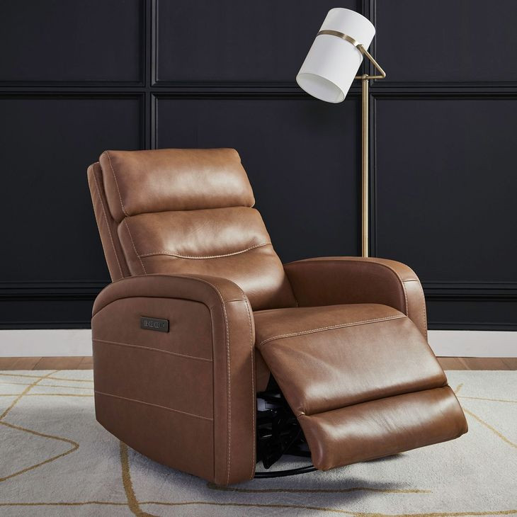 Ridgewell York Butternut Leather Glider Power Recliner with USB Charging