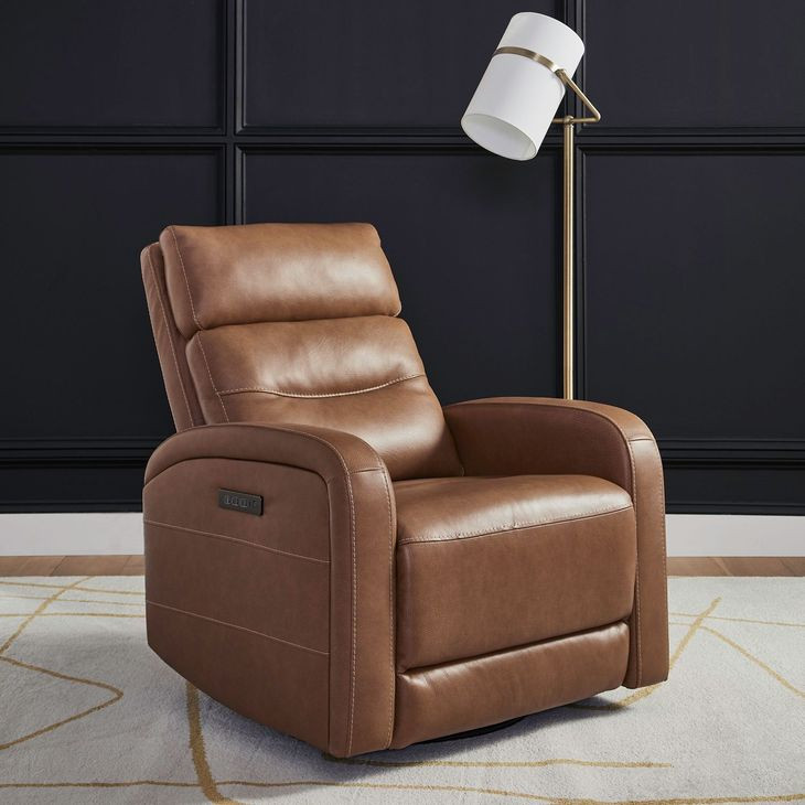 Ridgewell York Butternut Leather Glider Power Recliner with USB Charging