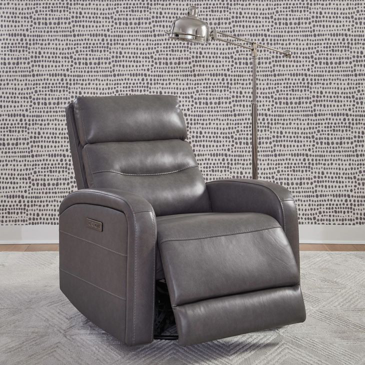 Ridgewell York Charcoal Leather Glider Power Recliner with USB Charging