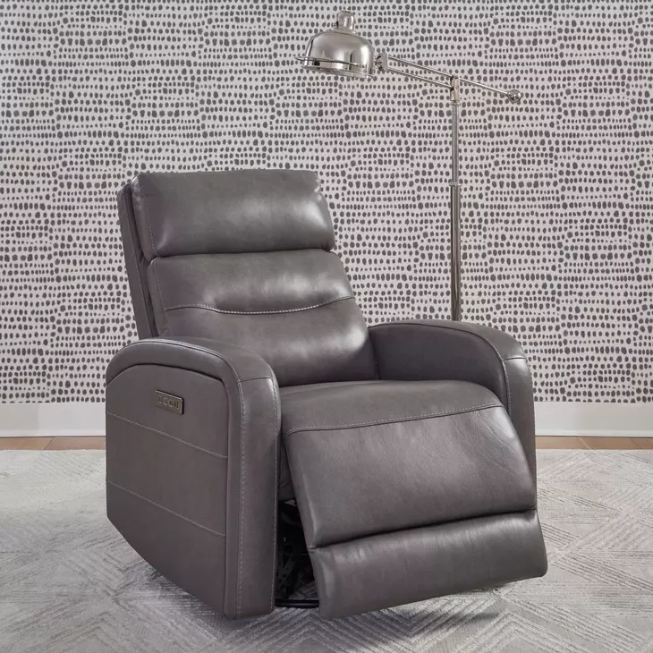 Ridgewell York Charcoal Leather Glider Power Recliner with USB Charging