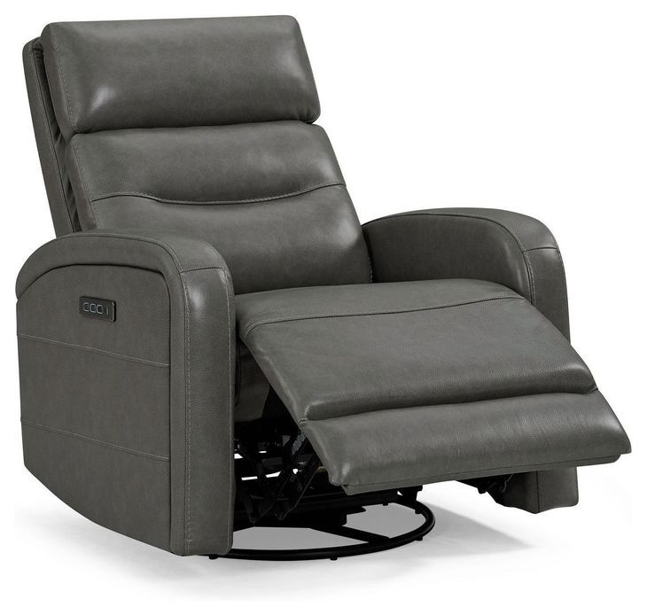 Ridgewell York Charcoal Leather Glider Power Recliner with USB Charging