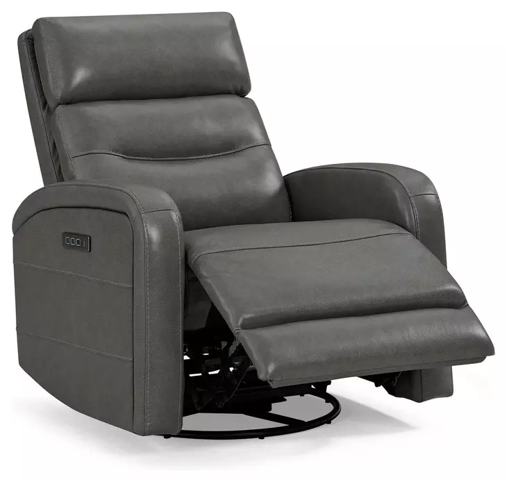 Ridgewell York Charcoal Leather Glider Power Recliner with USB Charging