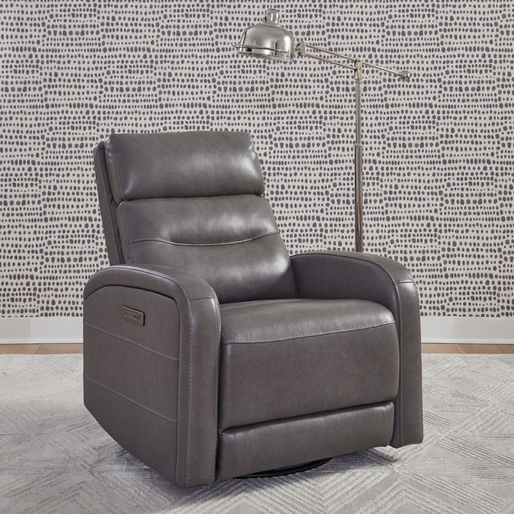 Ridgewell York Charcoal Leather Glider Power Recliner with USB Charging