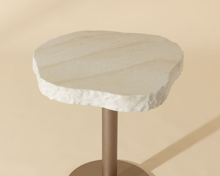 Delmont Cream and White 28" Free Form Concrete Top Outdoor Bistro Table