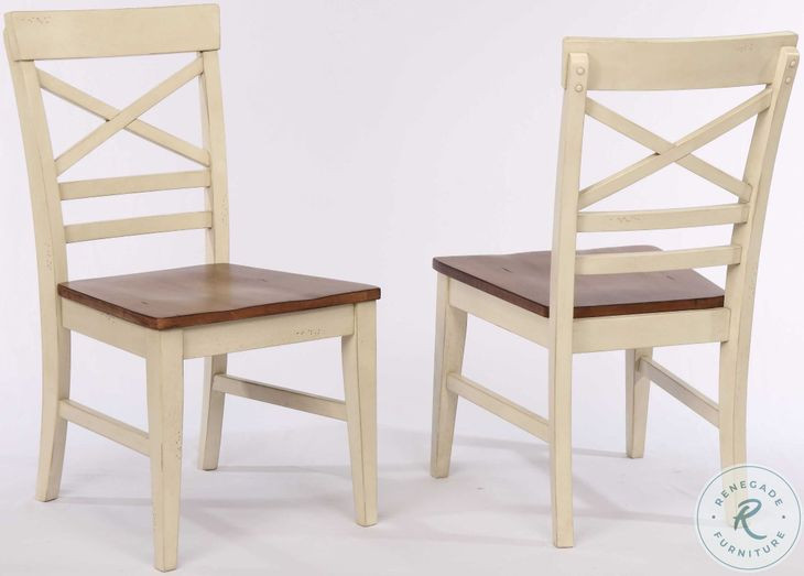 Choices Antique White X Back Side Chair Set of 2
