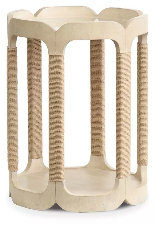 Sunset Cove Sanibel Brown Round Glass Top Drum Table