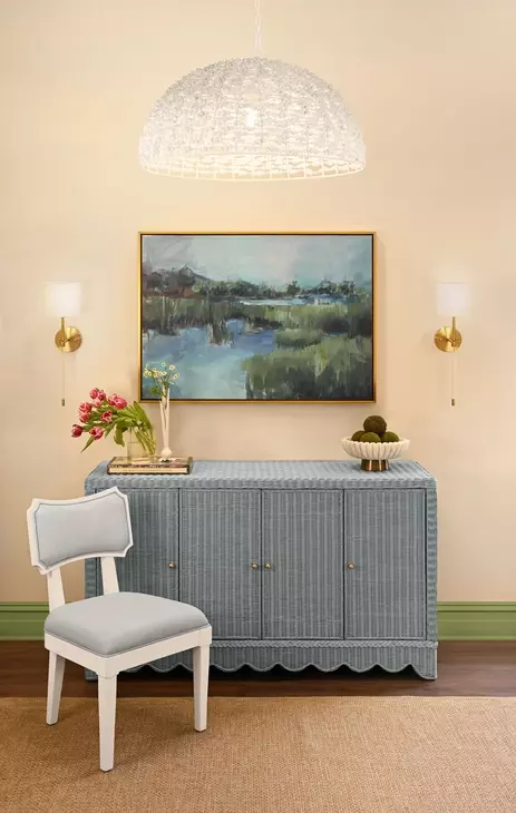 Hayden Light Blue Bow Back Performance Linen Dining Chair