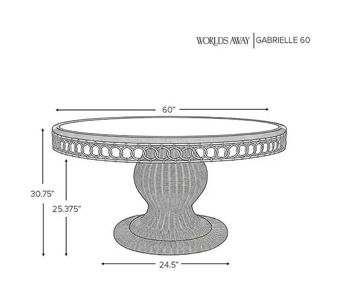 Gabrielle Natural Rattan 60" Dining Table With Decorative Apron And Glass Top