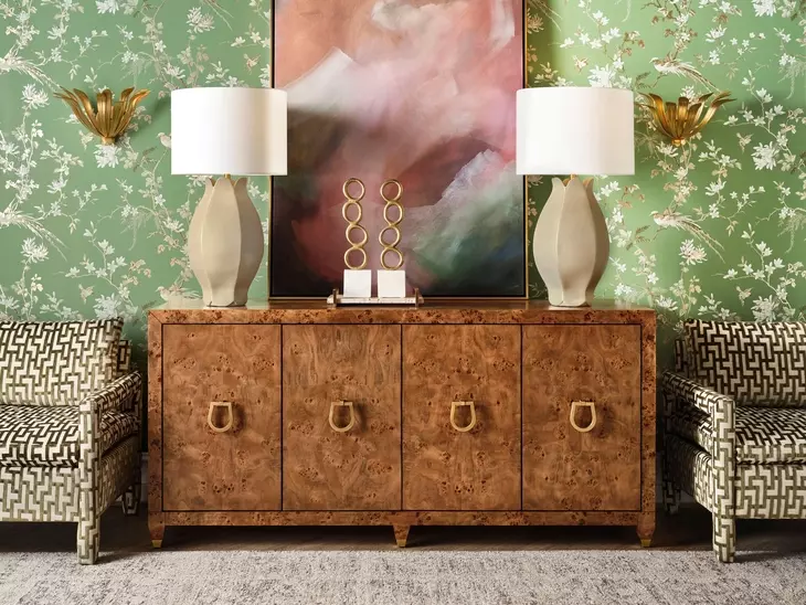 Mulligan Matte Dark Burl Wood 4 Door Buffet