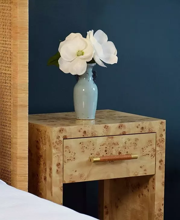 Pelham Matte Burl Wood Soft Close 1 Drawer Side Table